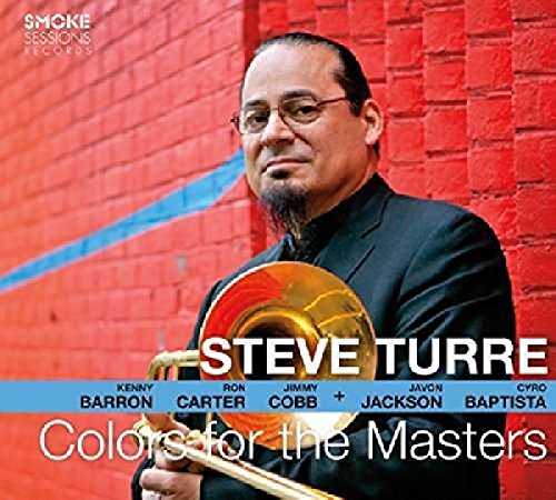 Steve Turre holding a trombone, album cover for "Colors for the Masters".