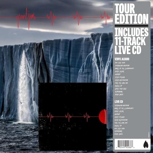 Pearl Jam Gigaton tour edition vinyl record with mountain and water imagery.