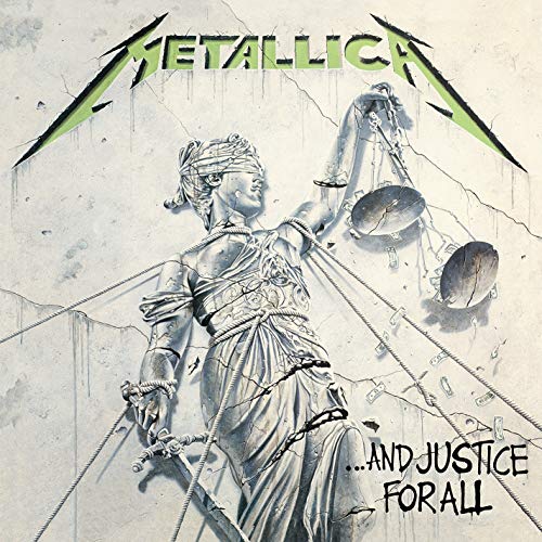 Metallica’s “And Justice For All” album cover featuring Lady Justice statue.