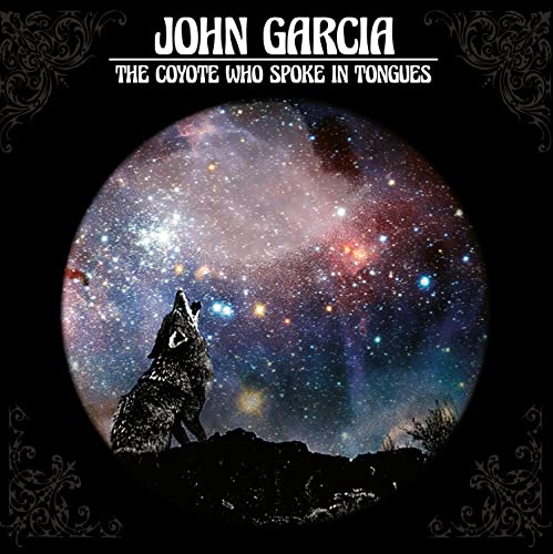 CD cover: coyote howling at a colorful, starry nebula background.