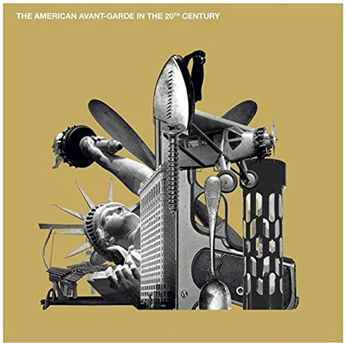 CD cover: collage of American icons and mechanical parts on gold.