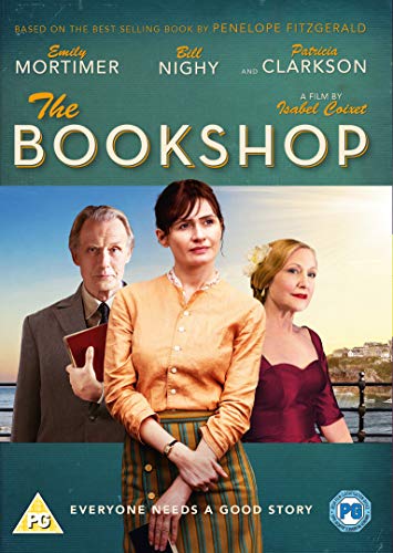 The Bookshop" DVD cover featuring Emily Mortimer, Bill Nighy, and Patricia Clarkson.