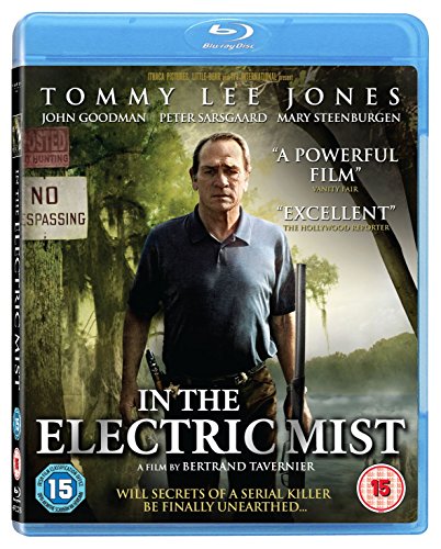 Blu-ray cover for "In The Electric Mist" featuring Tommy Lee Jones in a misty forest.