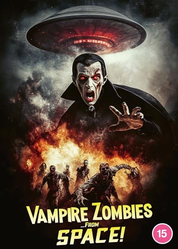 DVD cover featuring a vampire, zombies, and a flying saucer.