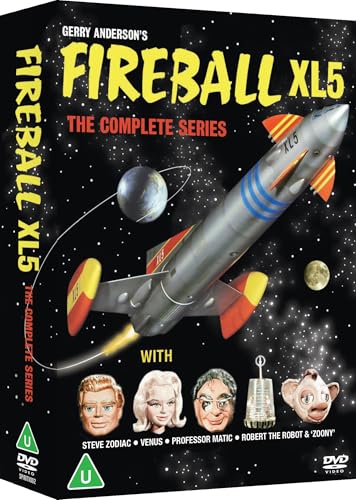 Fireball XL5 DVD cover featuring a silver rocket and character portraits.