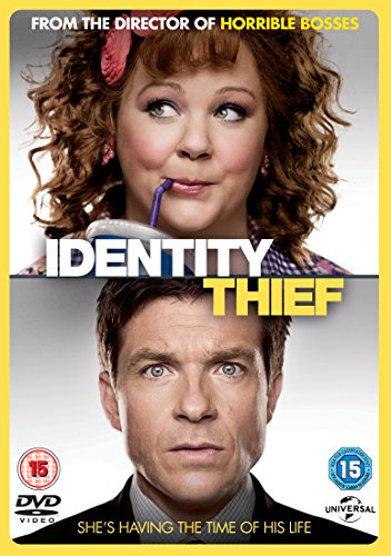 Identity Thief" DVD cover featuring Jason Bateman and Melissa McCarthy.