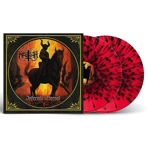 Marduk "Infernal Eternal" vinyl record with red and black swirl discs.