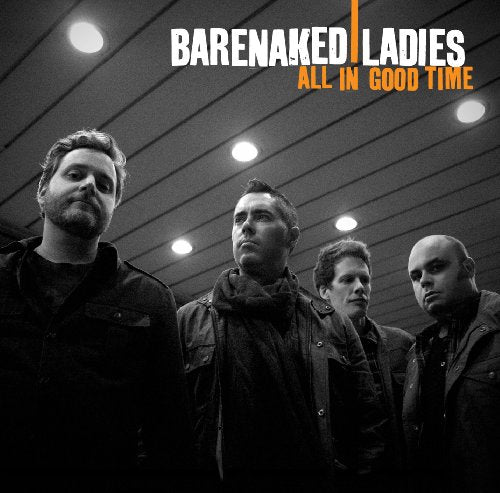 Barenaked Ladies album cover, four men in dark clothing, grayscale.