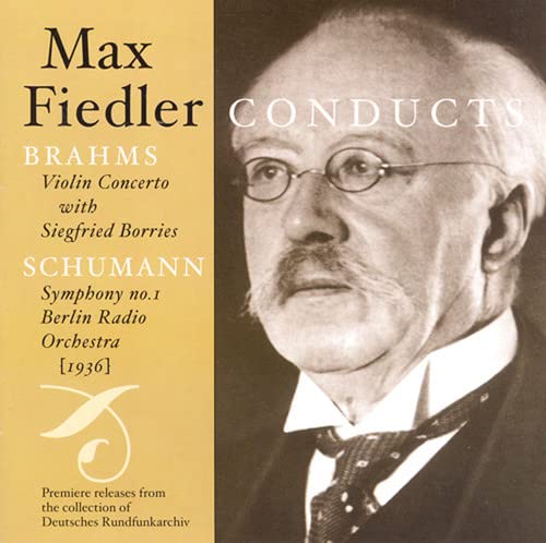CD cover featuring a portrait of conductor Max Fiedler in glasses.