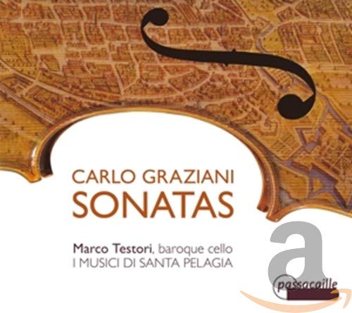 CD cover for Carlo Graziani cello sonatas, featuring a cello.