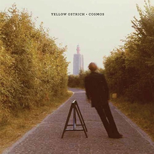 Vinyl record cover: man with easel facing lighthouse in foliage.