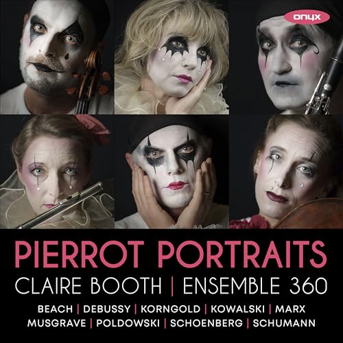 CD cover featuring six performers in Pierrot makeup with instruments.
