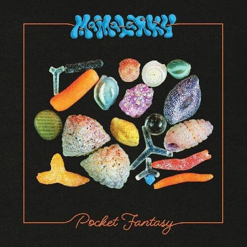 Album cover for Mamalarky’s “Pocket Fantasy” featuring colorful rocks and shells.
