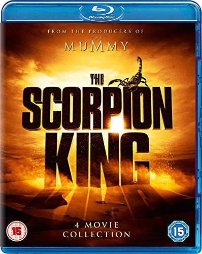 The Scorpion King 4-movie collection Blu-ray case with desert sunset background and scorpion icon.
