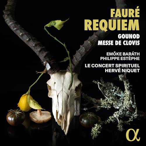 CD cover with skull, plants, and text: "Faure Requiem - Gounod Messe.