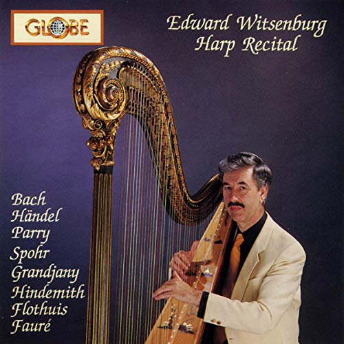 CD cover featuring harpist Edward Witsenburg with his gold harp.