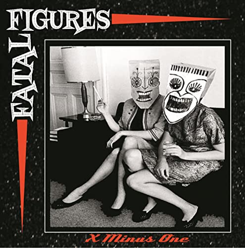 Black and white album cover with two people wearing unsettling masks.
