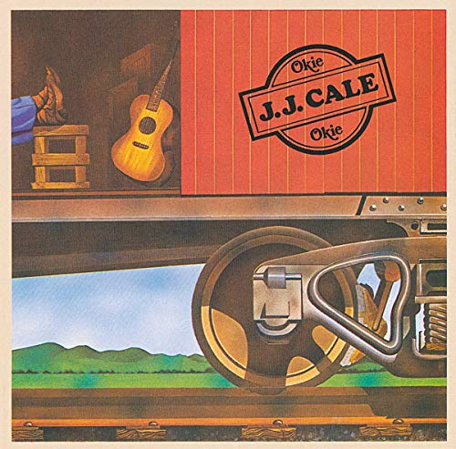 J.J. Cale's "Okie" album cover: train car, guitar, and boots.