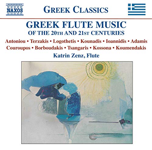 CD cover for Greek flute music featuring abstract blue figures.