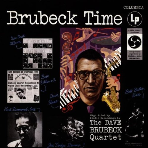Album cover for Dave Brubeck - Brubeck Time, featuring a portrait and instruments.
