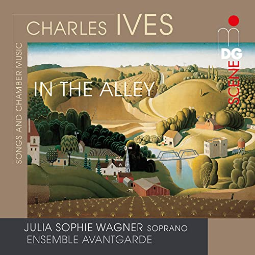 CD cover for Charles Ives’ “Songs And Chamber Works” with landscape art.