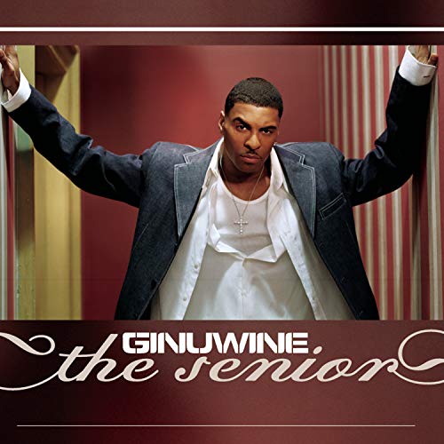 Ginuwine album cover, “The Senior,” featuring artist in suit with arms raised.