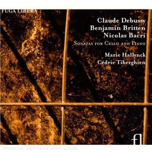 CD cover for cello sonatas by Debussy, Britten, and Bacri.