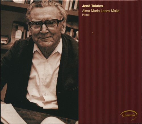 Sepia-toned CD cover featuring a portrait of Jenö Takács in glasses.