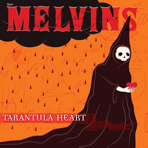 Melvins album cover: hooded figure holding a red heart, orange background.