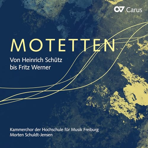 CD cover for “Motetten” by Morten Schuldt-Jensen, featuring abstract gold shapes.