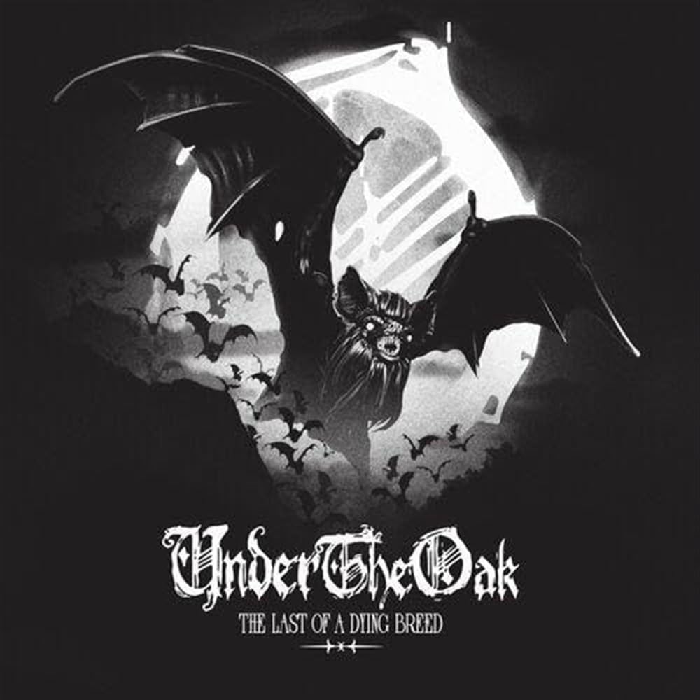 Black and white album cover featuring a bat in front of a full moon.