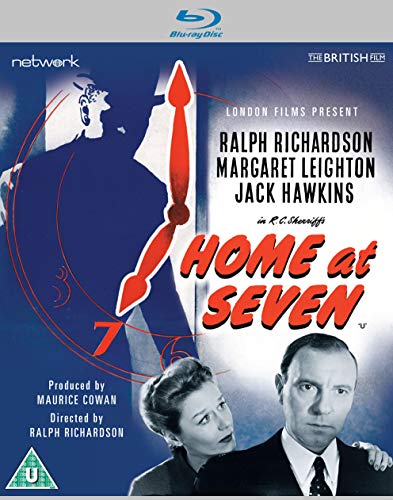 Black and white photo of couple with red clock face and movie title overlay.