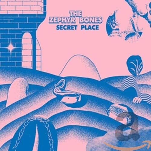 CD cover for "Zephyr Bones - Secret Place" with abstract blue and pink art.