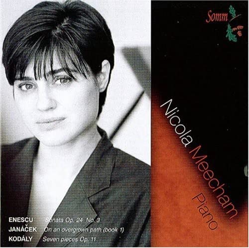 CD cover featuring pianist Nicola Meecham’s portrait and composer names.