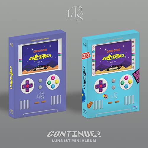 Two CD cases shaped like retro game consoles, purple and teal.