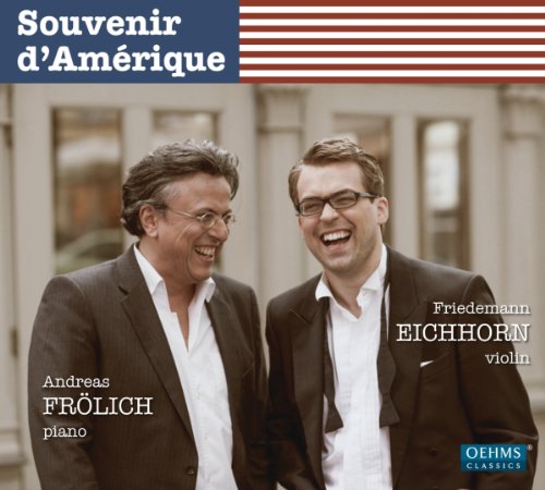 CD cover featuring two smiling men with instruments, titled “Souvenir d’Amérique.”