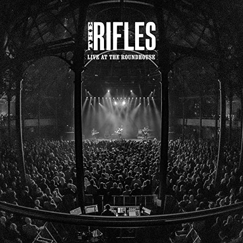 Black and white album cover for The Rifles, live concert scene.