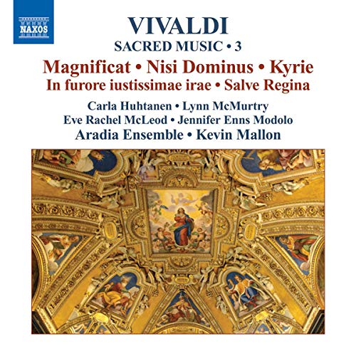 CD cover for Vivaldi’s Sacred Music Vol. 3, featuring Baroque ceiling art.