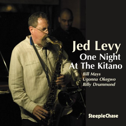 CD cover: Jed Levy playing saxophone, with band member in background.