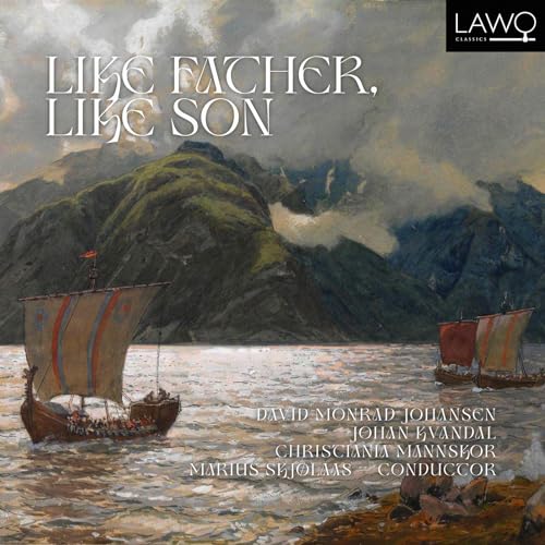 CD cover: Viking ships sailing before a mountainous, cloudy landscape.