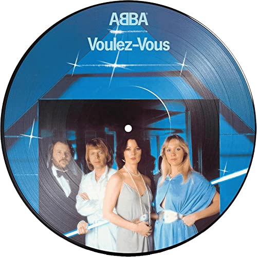 ABBA’s “Voulez-Vous” vinyl record featuring the band in formal wear.