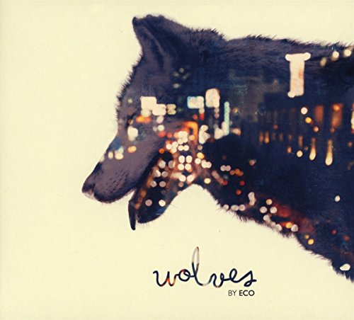 CD cover featuring a watercolor-style wolf with city lights inside.