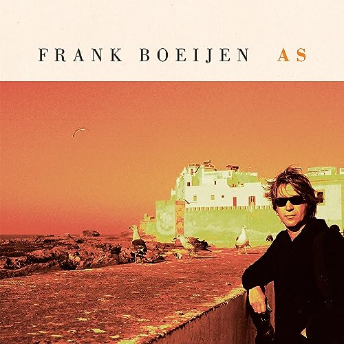 Album cover for Frank Boeijen’s “As” with a man and coastal town.