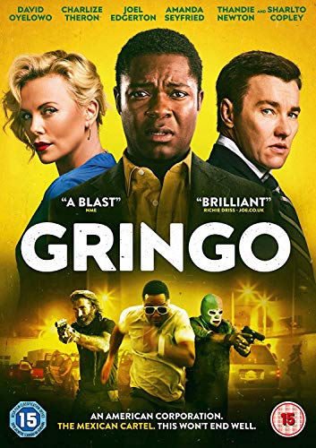 “Gringo” DVD cover featuring David Oyelowo, Charlize Theron, and Joel Edgerton.