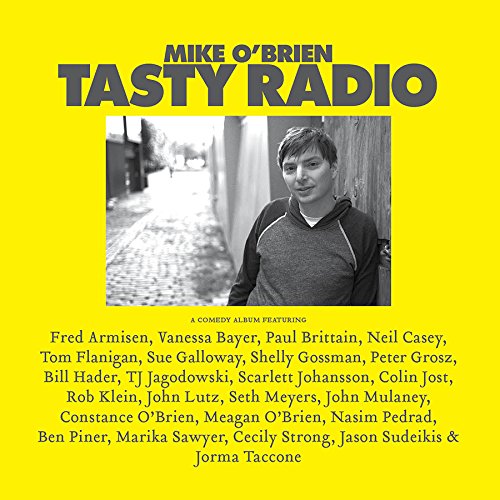 Yellow album cover featuring Mike O’Brien’s portrait and comedy album credits.