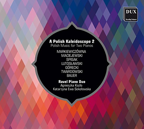 CD cover with a colorful geometric pattern and black text listing composers.