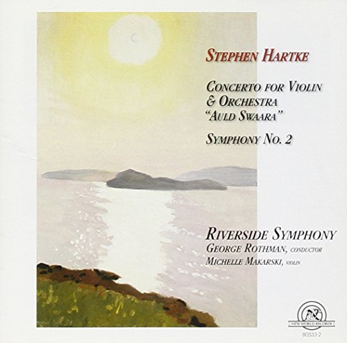 CD cover with a coastal landscape and text: Hartke Violin Concerto & Symphony.
