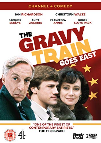 The Gravy Train Goes East DVD cover with three actors in front of a flag.