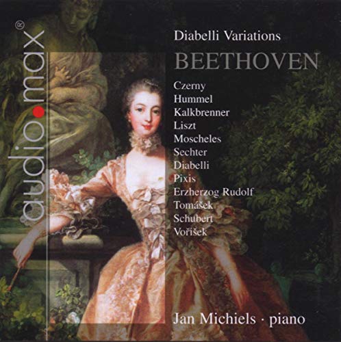 CD cover: woman in gown, statue, text listing composers and pianist.