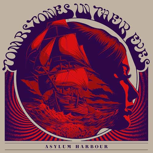 Red and purple album cover featuring a ship and a face in profile.